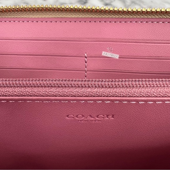 Coach Rose Prairie Signature Large Accordion Zip Wallet - Picture 9 of 10